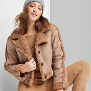 Wild Fable L Faux Shearling Cropped Penny Lane Teddy Jacket Winter Aspen Fashion